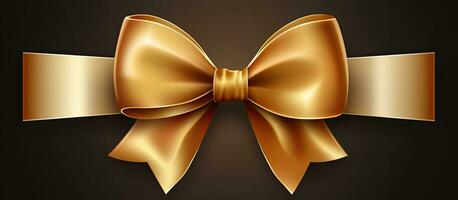 Golden ribbon bow on transparent background copy space for labels Christmas mother father day shopping template photo