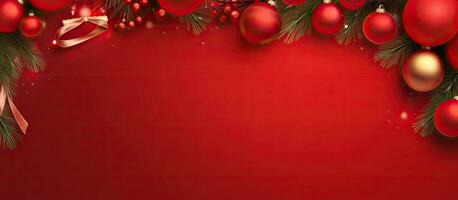 Red background with Christmas frame photo