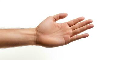 Hand of man isolated on white background with clipping path photo