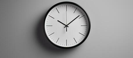 Time management with modern clock on grey background top perspective photo