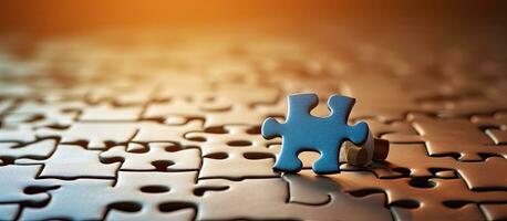 Task completion and missing puzzle pieces with a business concept photo
