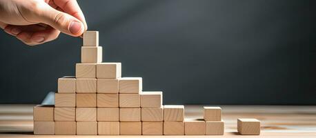 Creating wooden stairs with target icon and achieving objectives or setting goals photo