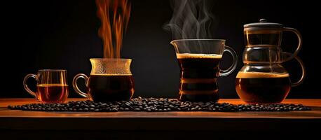 Brewing dark coffee in dim light photo