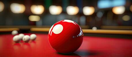 Red ball on a billiards table photo