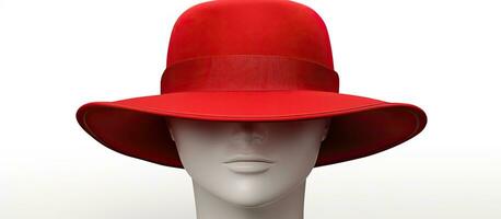 Red vintage Panama hat isolated on white background photo