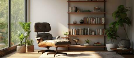 Modern reading area in an apartment in the middle of the 20th century photo