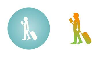 Walking with Luggage Vector Icon