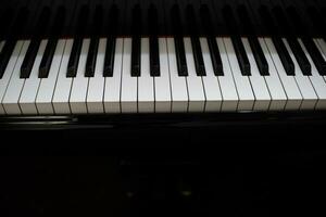 Piano keyboard background with selective focus. photo