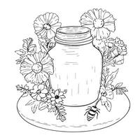 Jar of honey hand drawn sketch Vector illustration