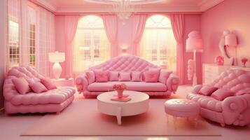 Pink princess room for doll photo