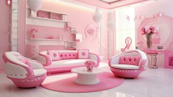 Pink princess room for doll photo