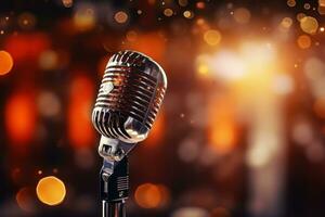 Music background with microphone photo