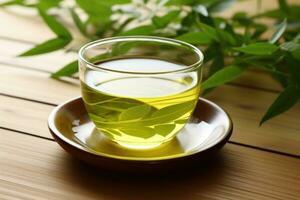 Glass of green tea photo