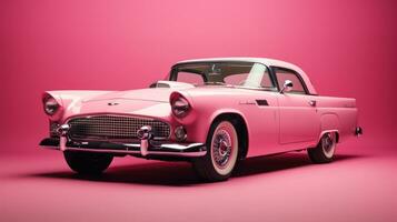 Retro classic pink car wallpaper photo