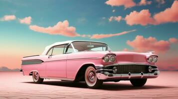 Retro classic pink car wallpaper photo