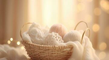 Knitting kit in a basket photo