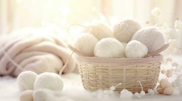 Knitting kit in a basket photo