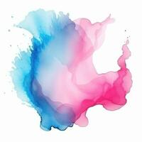 Blue pink watercolor stain isolated photo