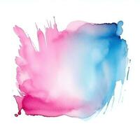 Blue pink watercolor stain isolated photo