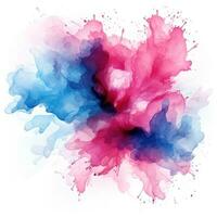 Blue pink watercolor stain isolated photo