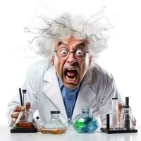 Mad scientist isolated photo