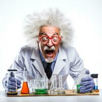 Mad scientist isolated photo