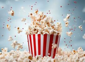 Popcorn on a vivid background photo