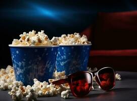 Popcorn on a vivid background photo