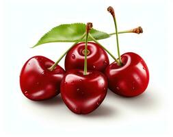 Red cherries isolated photo