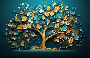 3D paper tree background photo