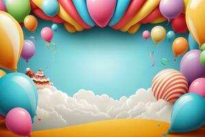 3D background with balloons and copy space photo