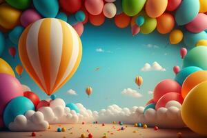 3D background with balloons and copy space photo