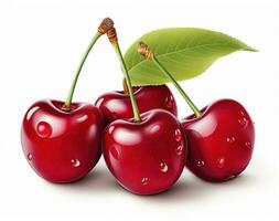 Red cherries isolated photo