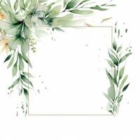 Watercolor natural frame for wedding invitation photo