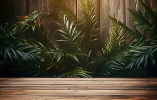 Wooden background with some plants photo