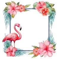 Watercolor flamingo frame isolated photo