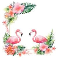 Watercolor flamingo frame isolated photo