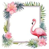 Watercolor flamingo frame isolated photo