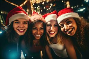 Group of friends celebrating New Year Eve photo