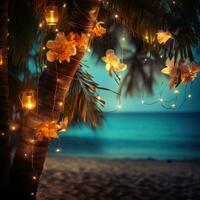 Light decoration on the beach photo