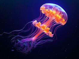 Jellyfish inthe sea. Natural blue background photo