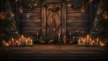 Dark Christmas wooden background photo