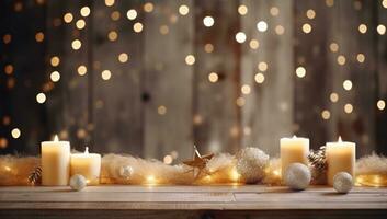 Christmas empty table background photo