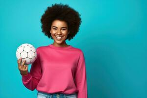 niña con fútbol pelota foto