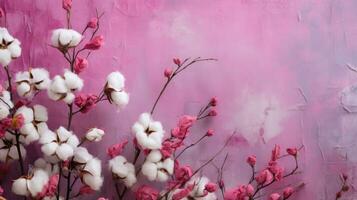 Fresh cotton flowers natural background photo