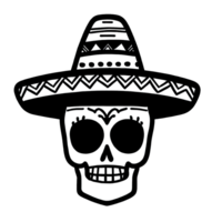 Sugar skull with hat isolated on transparent background. Day of the Dead celebration. AI generative illustration png