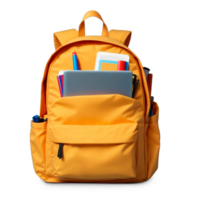 School backpack isolated on transparent background. Back to school concept. AI Generative png