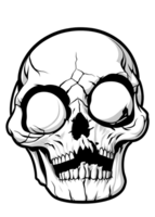 Human skull with blank eyes isolated on transparent background. Graphic illustration. AI Generative png