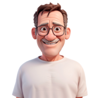 Funny Portrait of a happy senior man. 3D illustration png