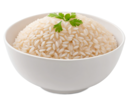 Rice in a bowl isolated on white background. AI Generative png